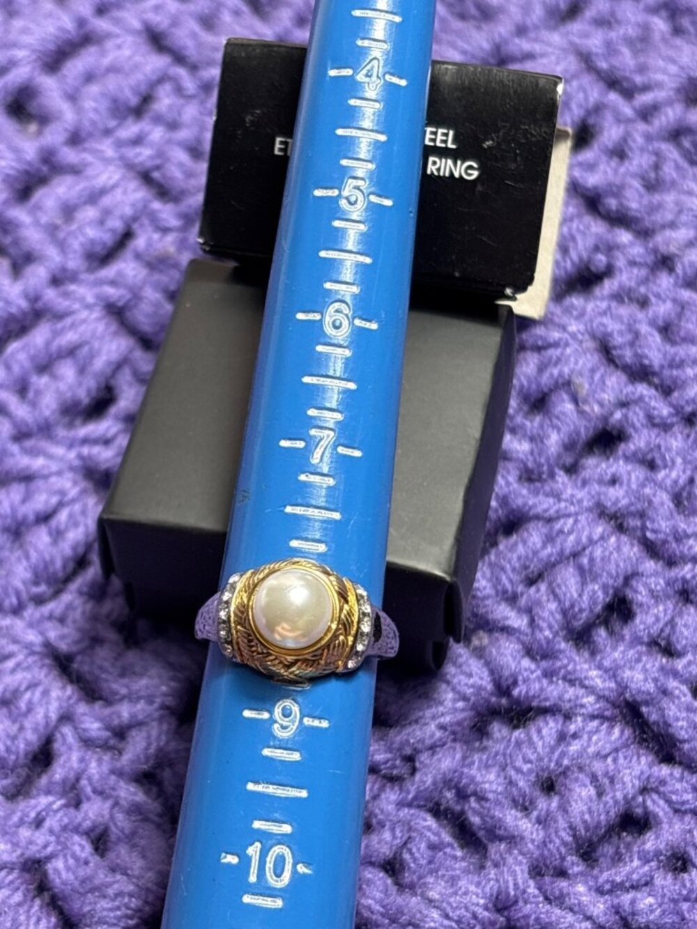 Avon Stainless Steel Eternal Pearl Ring Size 8 New in Box